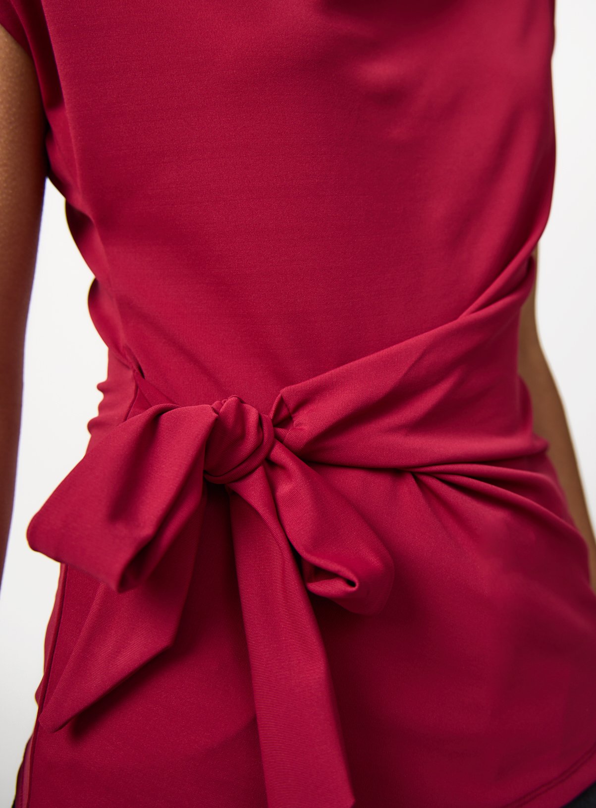 Dark Red Drapey Sleeveless Side Tie Detail Top 18 - Image 3 thumbnail